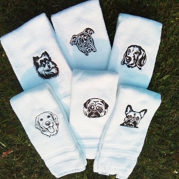 POMERANIAN hand towel - Embroidered POMERANIAN white hand towel - Custom towel - Picture 4 of 4